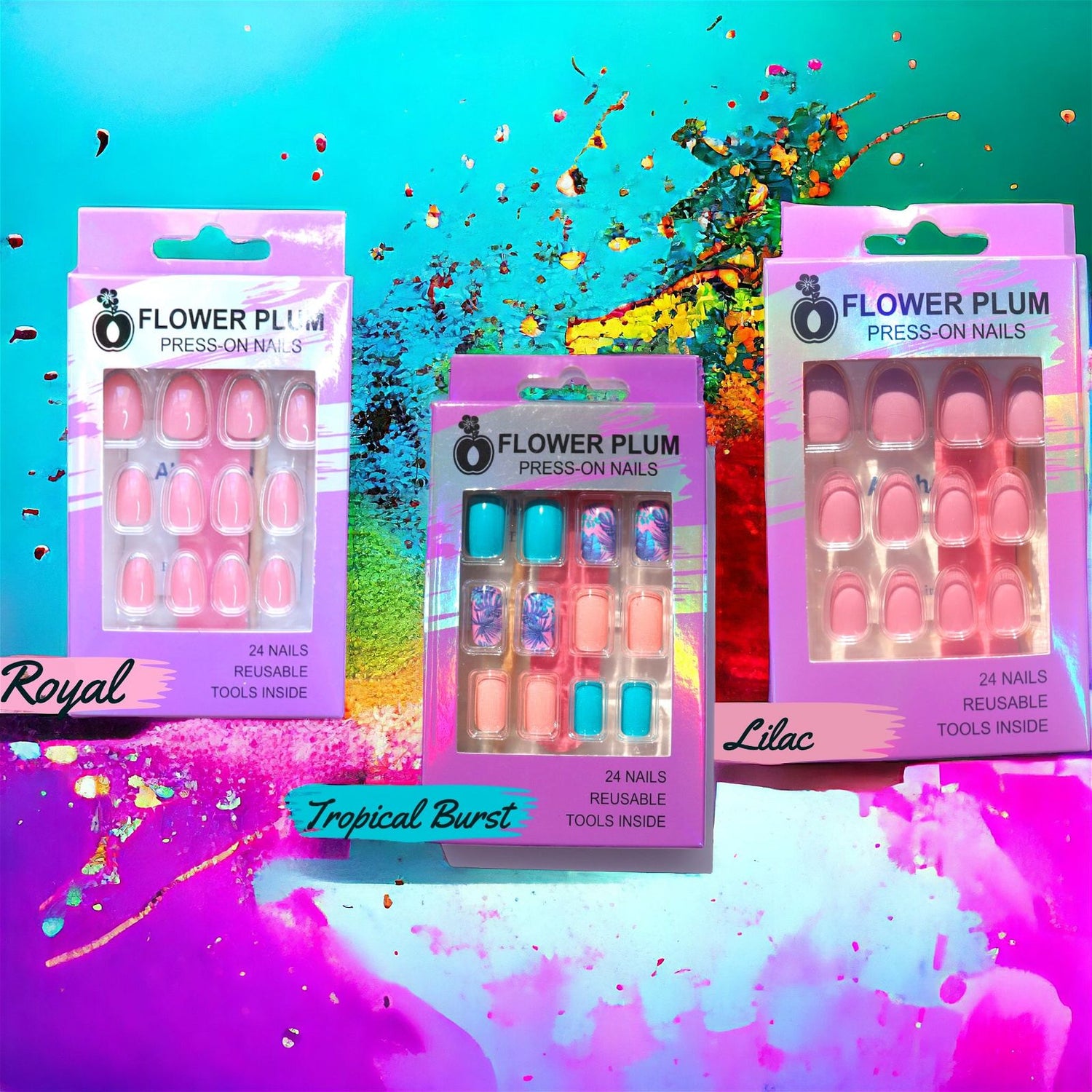 Summer Press-on Nail Collection - Flower Plum -  - Summer Press-on Nail Collection - Flower Plum -  - #original_alt_text#