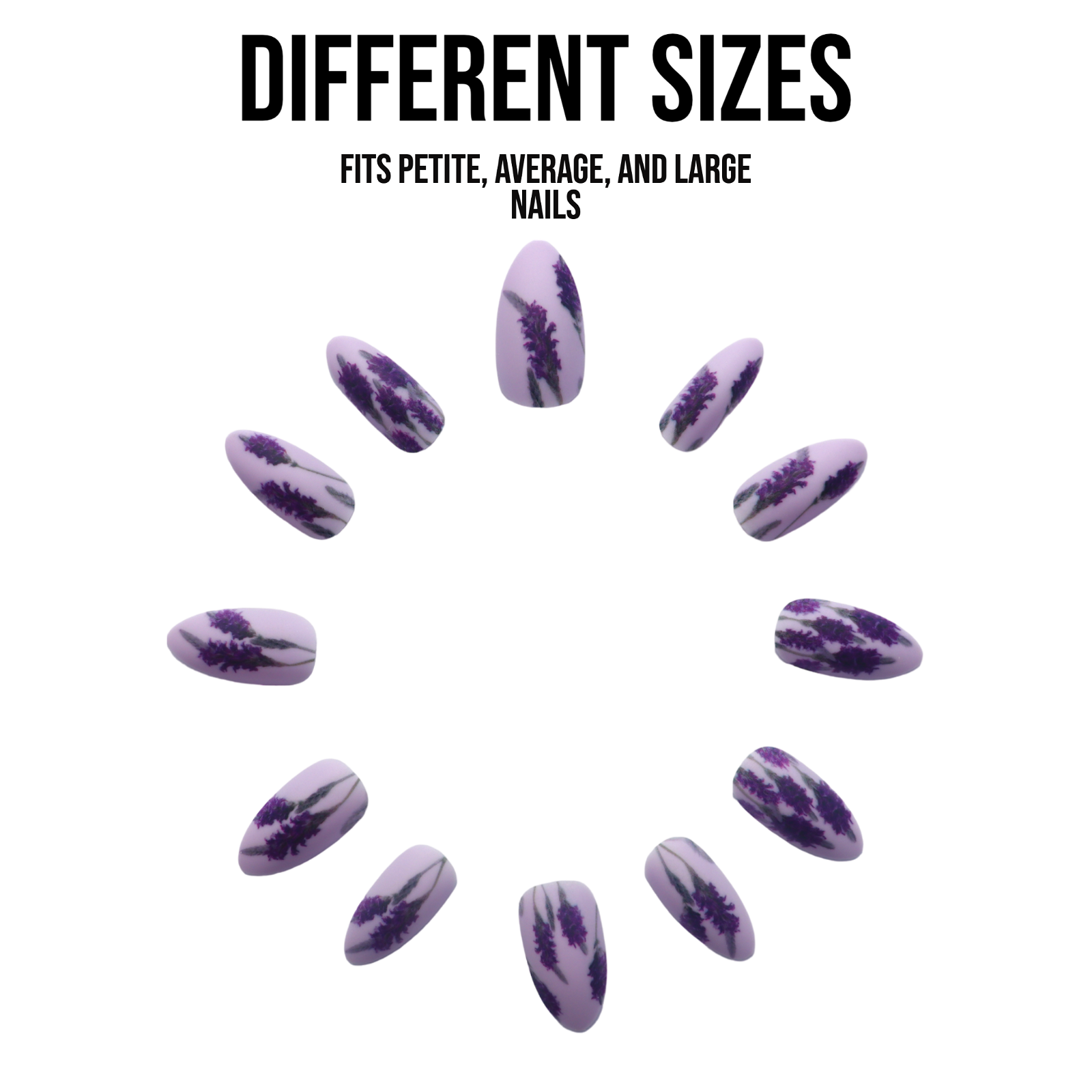 Blossom | Almond Purple Flower Abstract Medium Press-on Nails | Purple | Matte - Flower Plum -  - Blossom | Almond Purple Flower Abstract Medium Press-on Nails | Purple | Matte - Flower Plum -  - #original_alt_text#