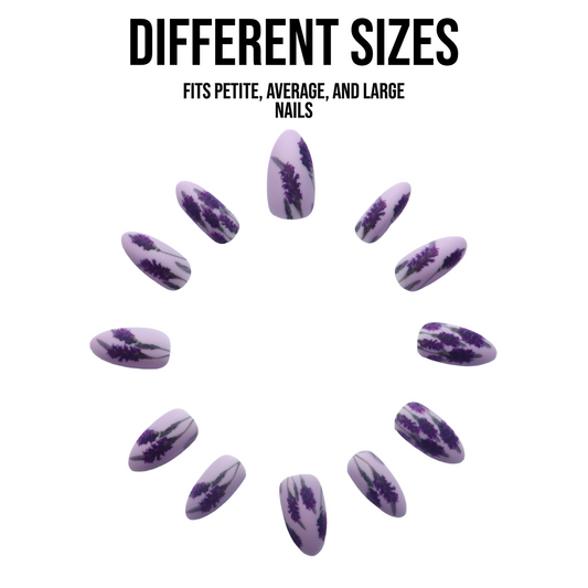 Blossom | Almond Purple Flower Abstract Medium Press-on Nails | Purple | Matte - Flower Plum -  - Blossom | Almond Purple Flower Abstract Medium Press-on Nails | Purple | Matte - Flower Plum -  - #original_alt_text#