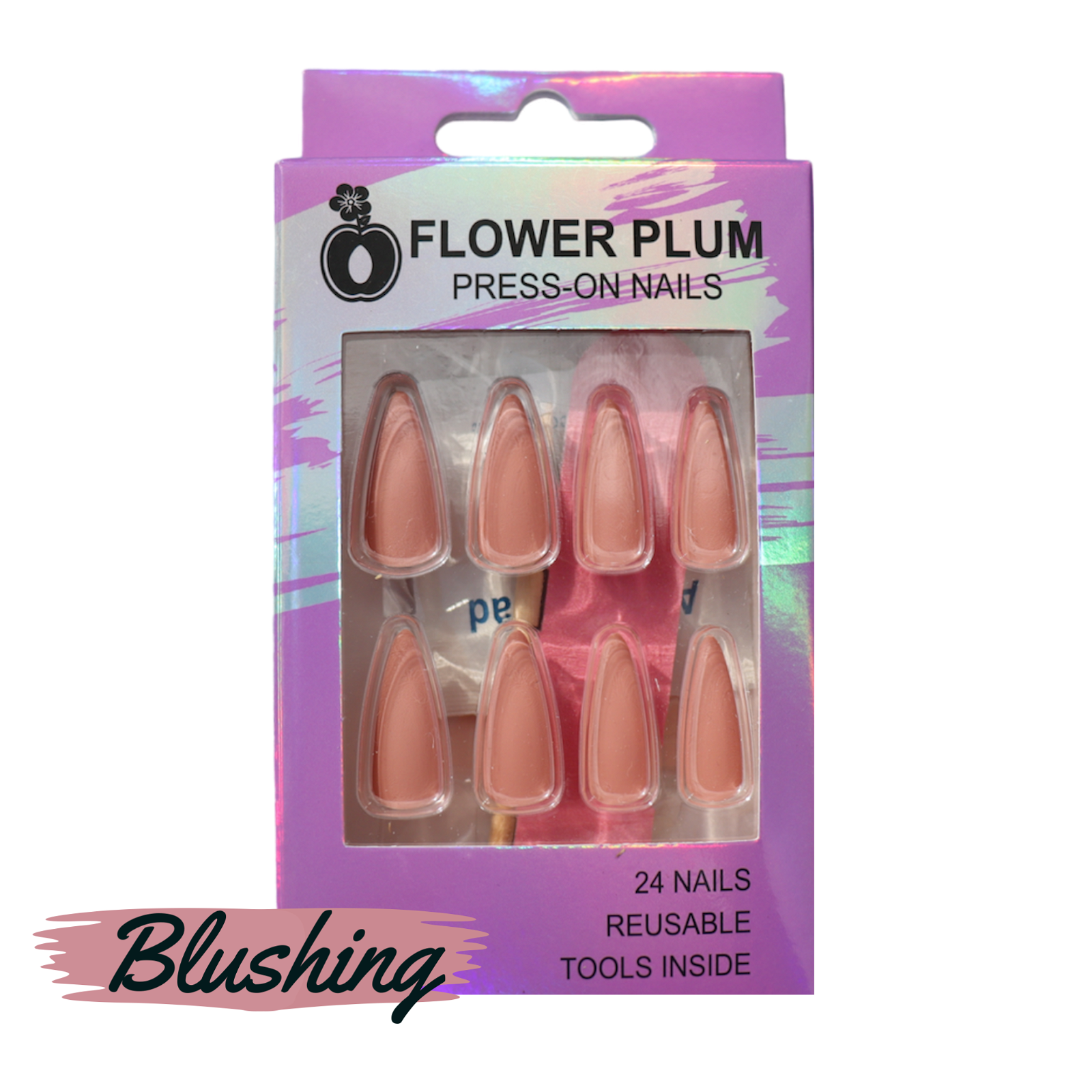 Blushing | Stiletto Long Press-on Nails | Pink | Matte - Flower Plum - Press-on Nail - Blushing | Stiletto Long Press-on Nails | Pink | Matte - Flower Plum -  - #original_alt_text#