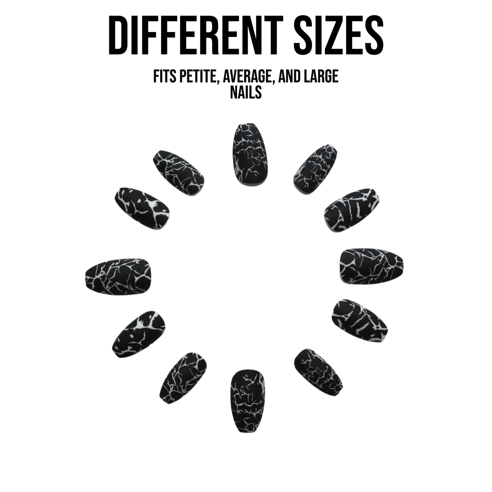 Breaking Up | Coffin Black and White Marble Medium Press-on Nail | Black and White | Matte| - Flower Plum -  - Breaking Up | Coffin Black and White Marble Medium Press-on Nail | Black and White | Matte| - Flower Plum -  - #original_alt_text#