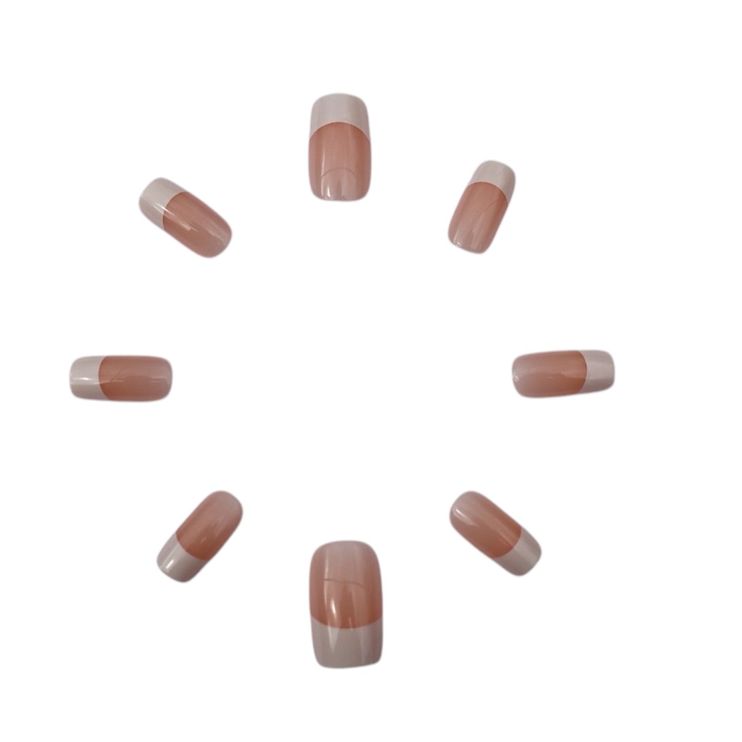 Medium Square Oval Nude French Tip Press-On Nails β Glossy Finish, Reusable & Lightweight for a Natural Look
