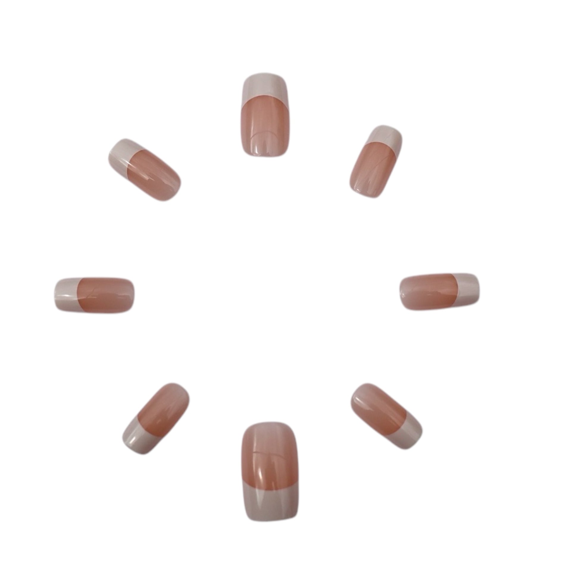 Medium Square Oval Nude French Tip Press-On Nails β Glossy Finish, Reusable & Lightweight for a Natural Look