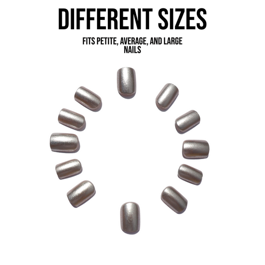 Festive | Silver Short Square Press-on Nail with glitter | Solid | Silver | matte | Gloss - Flower Plum -  - Festive | Silver Short Square Press-on Nail with glitter | Solid | Silver | matte | Gloss - Flower Plum -  - #original_alt_text#