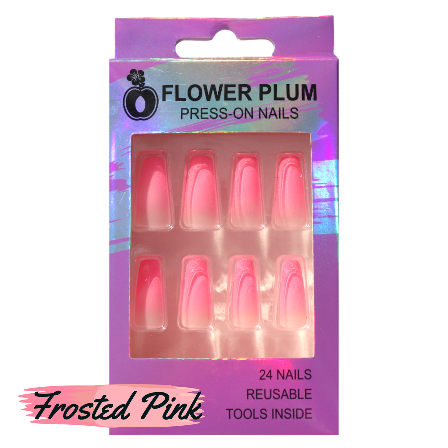 Frosted Pink | Long | Press-on Nail | Ombre |Pink - Flower Plum - Press-on Nail - Frosted Pink | Long | Press-on Nail | Ombre |Pink - Flower Plum -  - #original_alt_text#