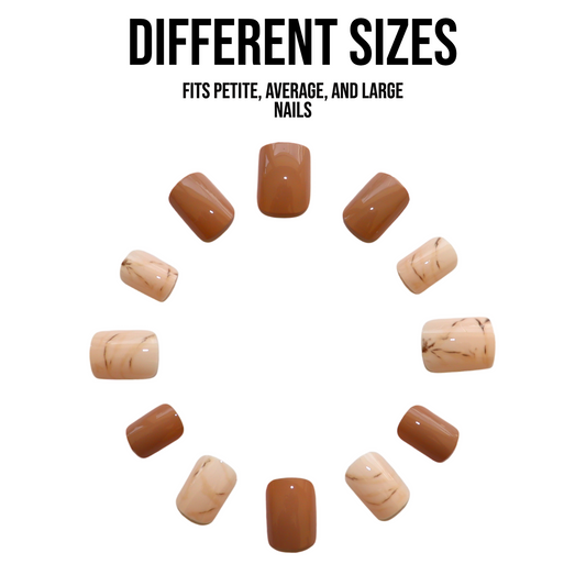 In a Hazel | Square White and Tan  Marble short Press-on Nail | Gloss - Flower Plum -  - In a Hazel | Square White and Tan  Marble short Press-on Nail | Gloss - Flower Plum -  - #original_alt_text#