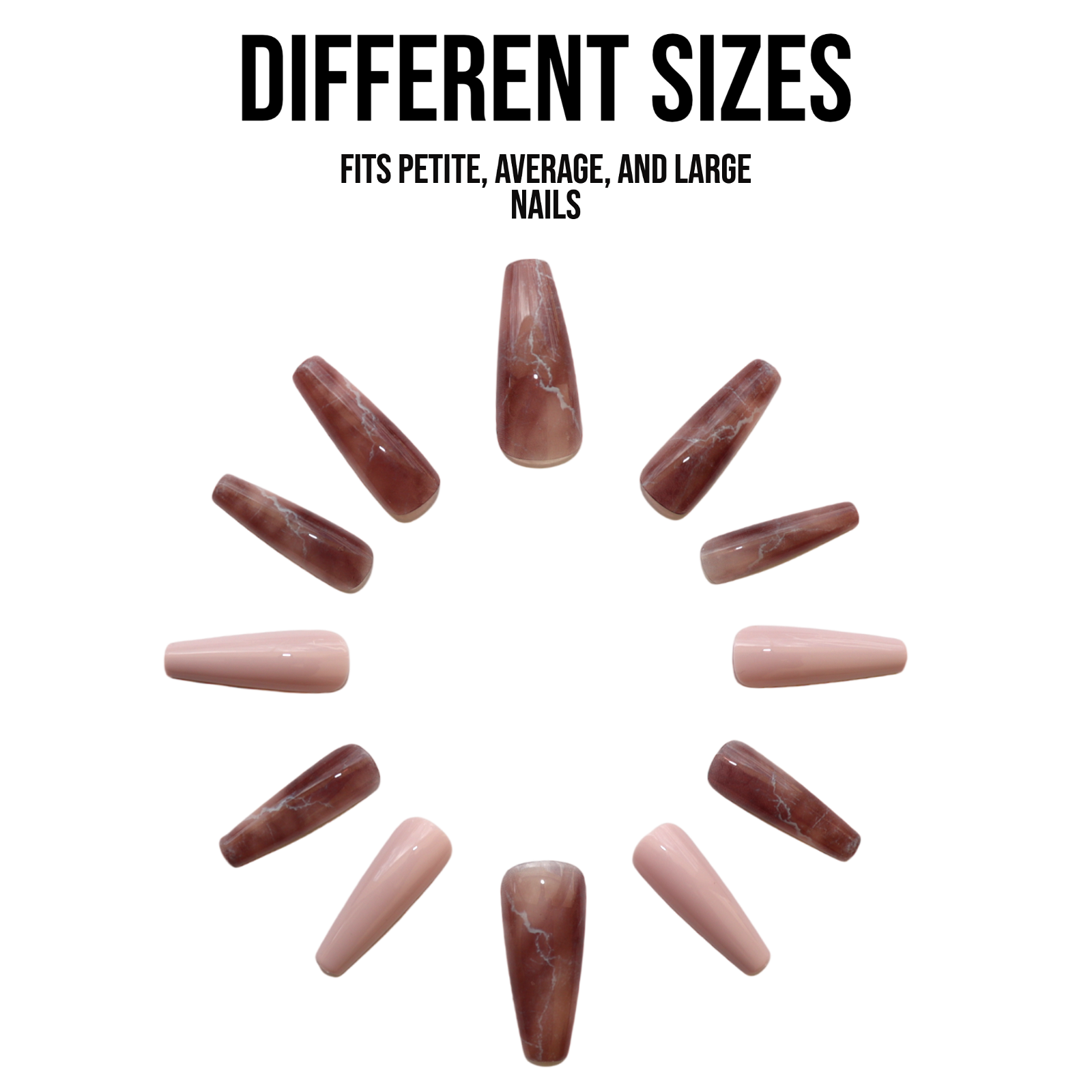 Light Lightning | Coffin Pink Marble Extra Long Press-on Nail | Brown |Baby Pink| - Flower Plum -  - Light Lightning | Coffin Pink Marble Extra Long Press-on Nail | Brown |Baby Pink| - Flower Plum -  - #original_alt_text#