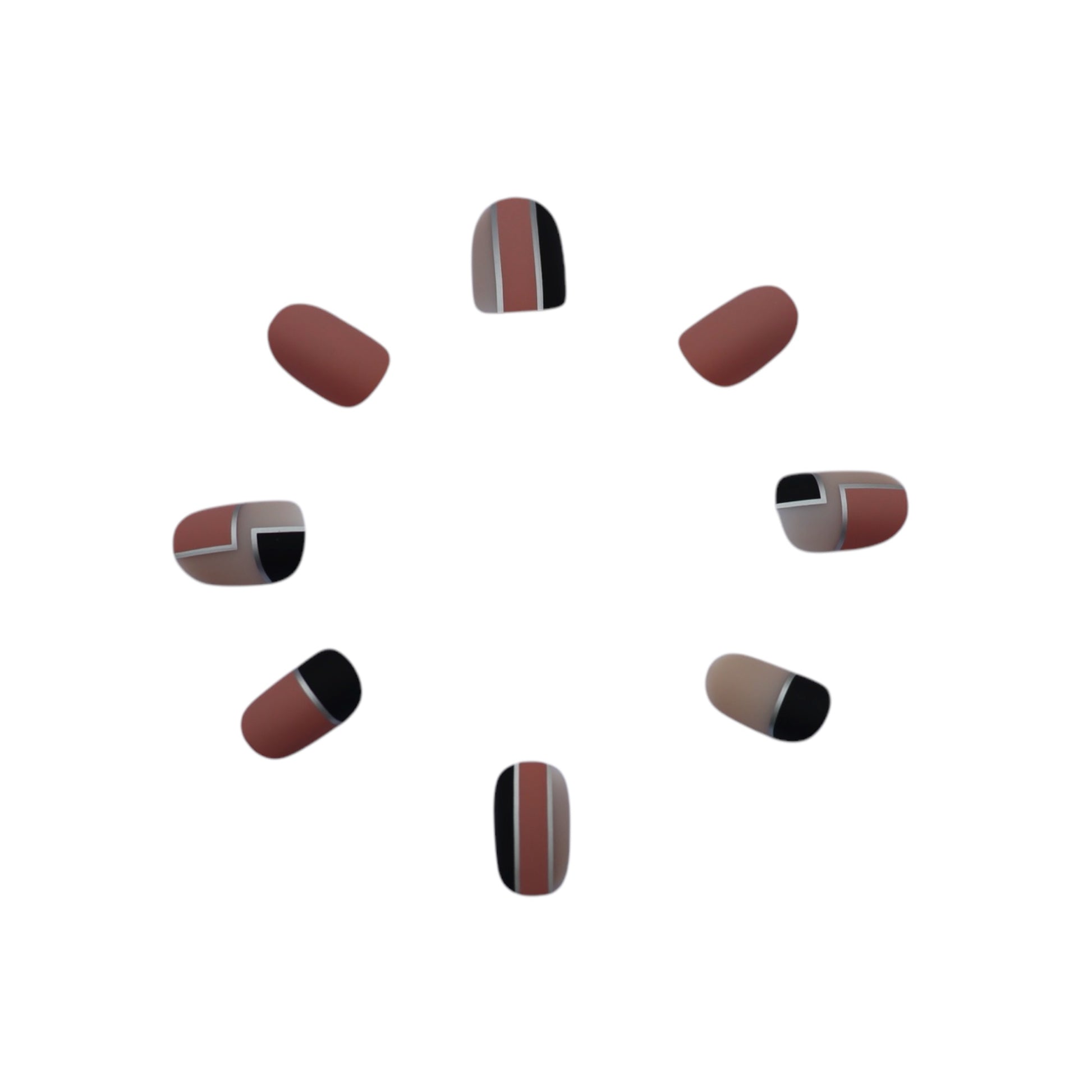 Short Oval Pink Press-On Nails  with Line Detail β Matte Finish, Reusable & Lightweight for a Trendy Look