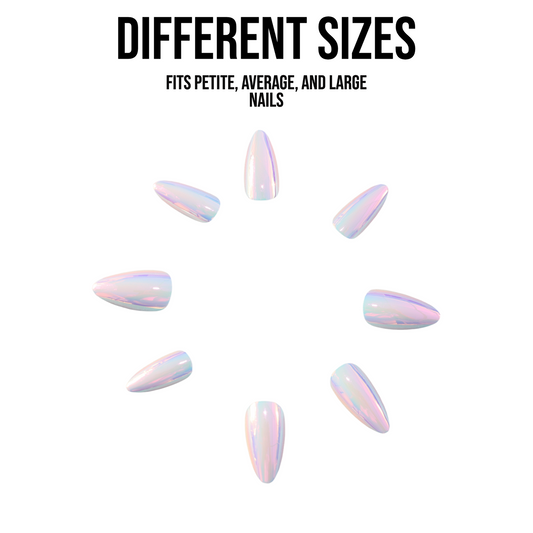 Pearlesque | Almond Holographic Pearl and Baby Pink Medium Press-on Nails | Pink |Pearl - Flower Plum -  - Pearlesque | Almond Holographic Pearl and Baby Pink Medium Press-on Nails | Pink |Pearl - Flower Plum -  - #original_alt_text#