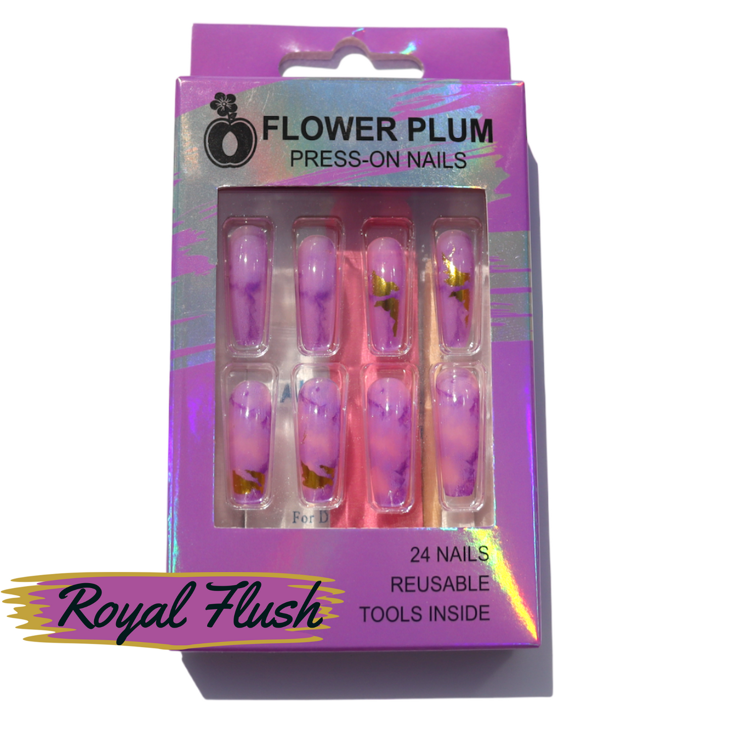 Royal Flush | Long | Press-on Nail | Marble |Purple - Flower Plum - Press-on Nail - Royal Flush | Long | Press-on Nail | Marble |Purple - Flower Plum -  - #original_alt_text#