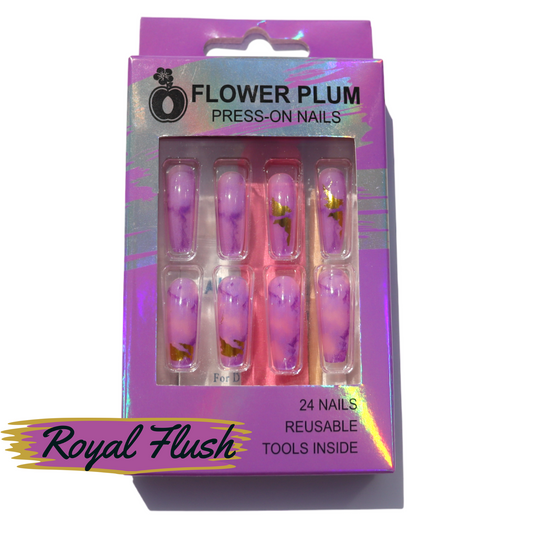 Royal Flush | Long | Press-on Nail | Marble |Purple - Flower Plum - Press-on Nail - Royal Flush | Long | Press-on Nail | Marble |Purple - Flower Plum -  - #original_alt_text#