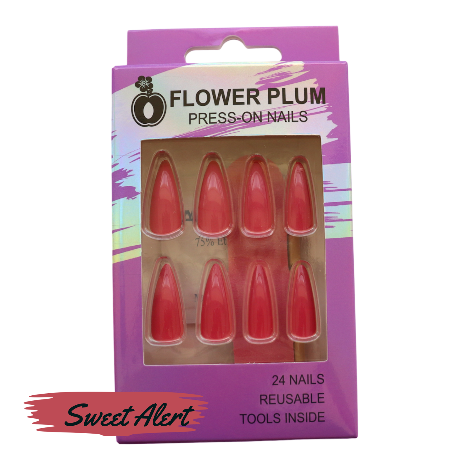 Sweet Alert | Long Stiletto Pink Press-on Nail | Pink |Gloss - Flower Plum - Press-on Nail - Sweet Alert | Long Stiletto Pink Press-on Nail | Pink |Gloss - Flower Plum -  - #original_alt_text#