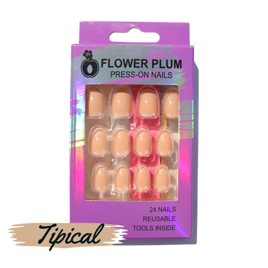 Tipical | Nude French tip Medium Press-on Nails | Gloss - Flower Plum - Press-on Nail - Tipical | Nude French tip Medium Press-on Nails | Gloss - Flower Plum -  - #original_alt_text#