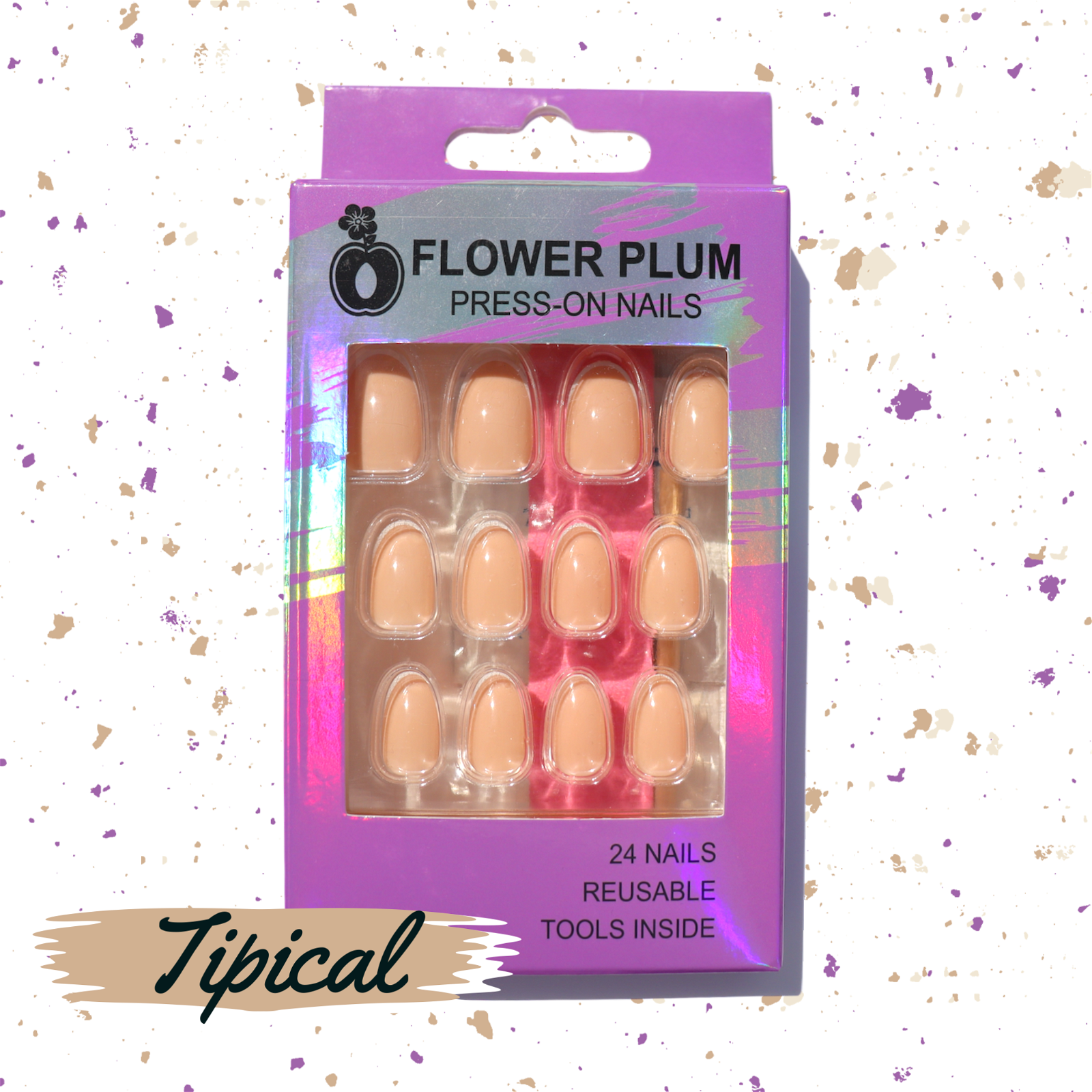Tipical | Nude French tip Medium Press-on Nails | Gloss - Flower Plum -  - Tipical | Nude French tip Medium Press-on Nails | Gloss - Flower Plum -  - #original_alt_text#