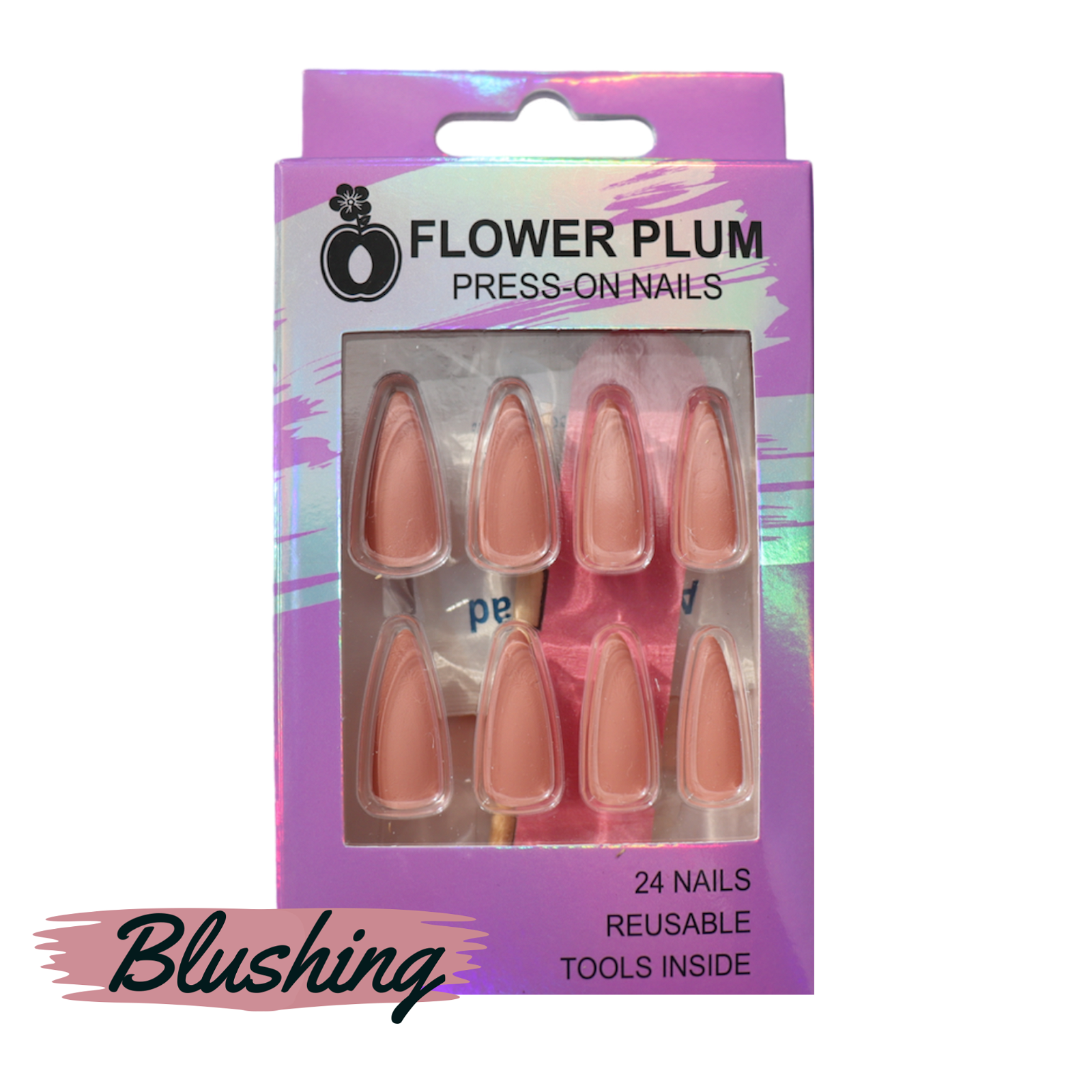 Blushing | Stiletto Long Press-on Nails | Pink | Matte - Flower Plum - Press-on Nail - Blushing | Stiletto Long Press-on Nails | Pink | Matte - Flower Plum -  - #original_alt_text#  