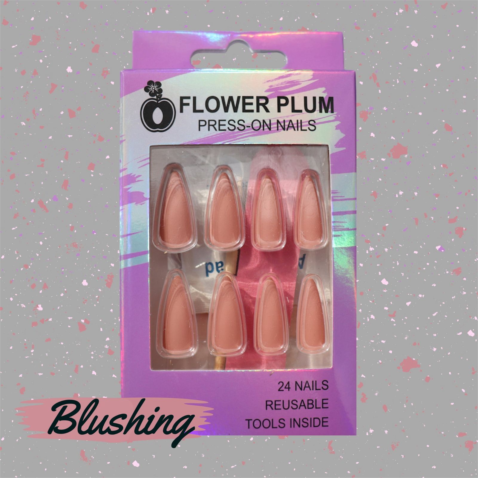 Blushing | Stiletto Long Press-on Nails | Pink | Matte - Flower Plum -  - Blushing | Stiletto Long Press-on Nails | Pink | Matte - Flower Plum -  - #original_alt_text#  