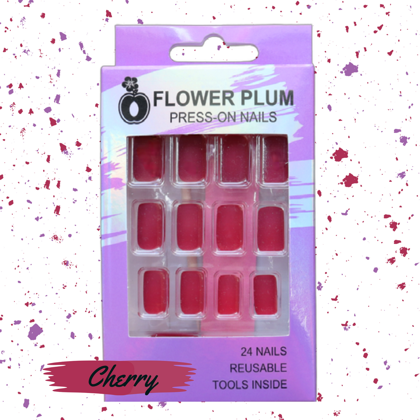 Cherry | Cherry Red Square Press-on Nail | Solid | Red | matte - Flower Plum -  - Cherry | Cherry Red Square Press-on Nail | Solid | Red | matte - Flower Plum -  - #original_alt_text#  