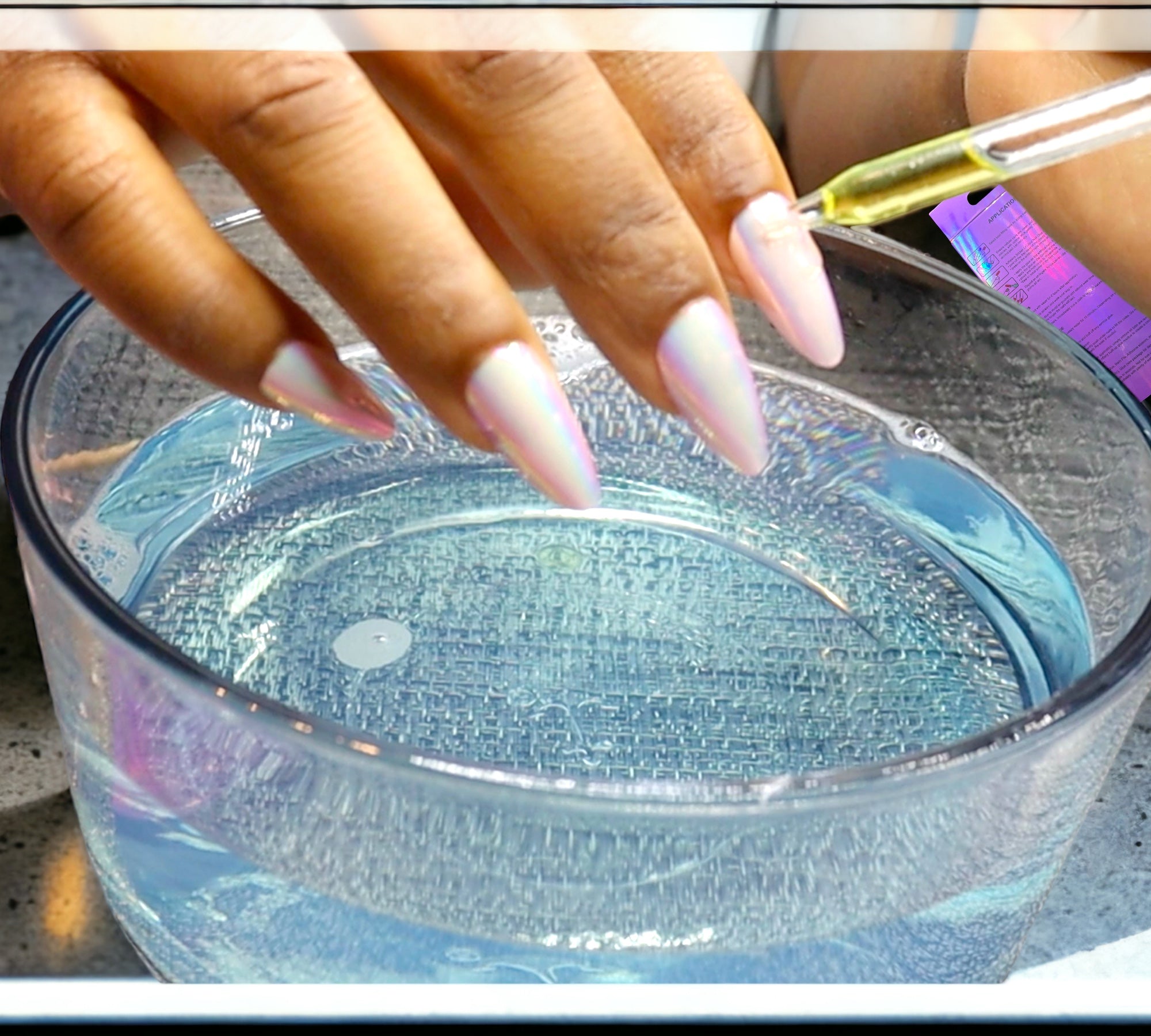 Removing Press-on Nails by applying oil and soaking in soapy water