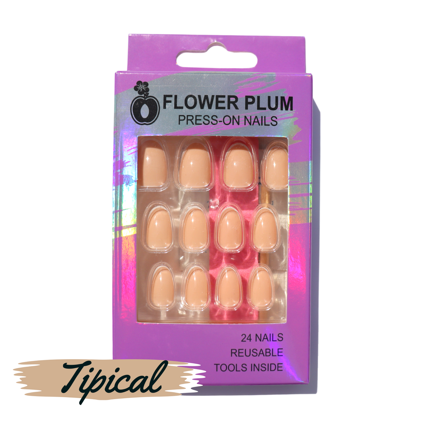 Tipical | Nude French tip Medium Press-on Nails | Gloss - Flower Plum - Press-on Nail - Tipical | Nude French tip Medium Press-on Nails | Gloss - Flower Plum -  - #original_alt_text#  